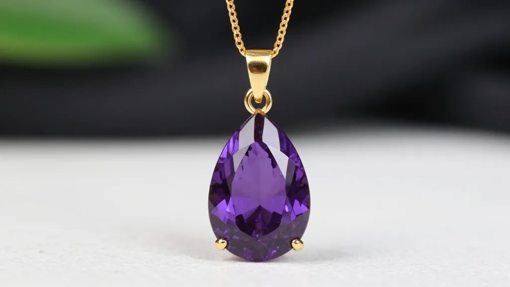 single pear-cut amethyst pendant on slim gold chain