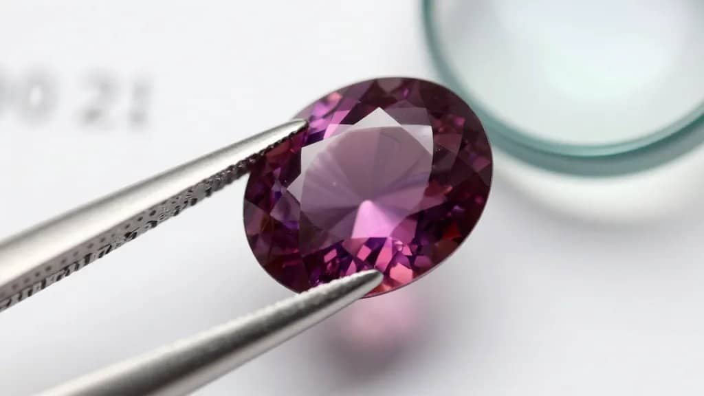 macro shot of loupe aligning gemstone certificate report number