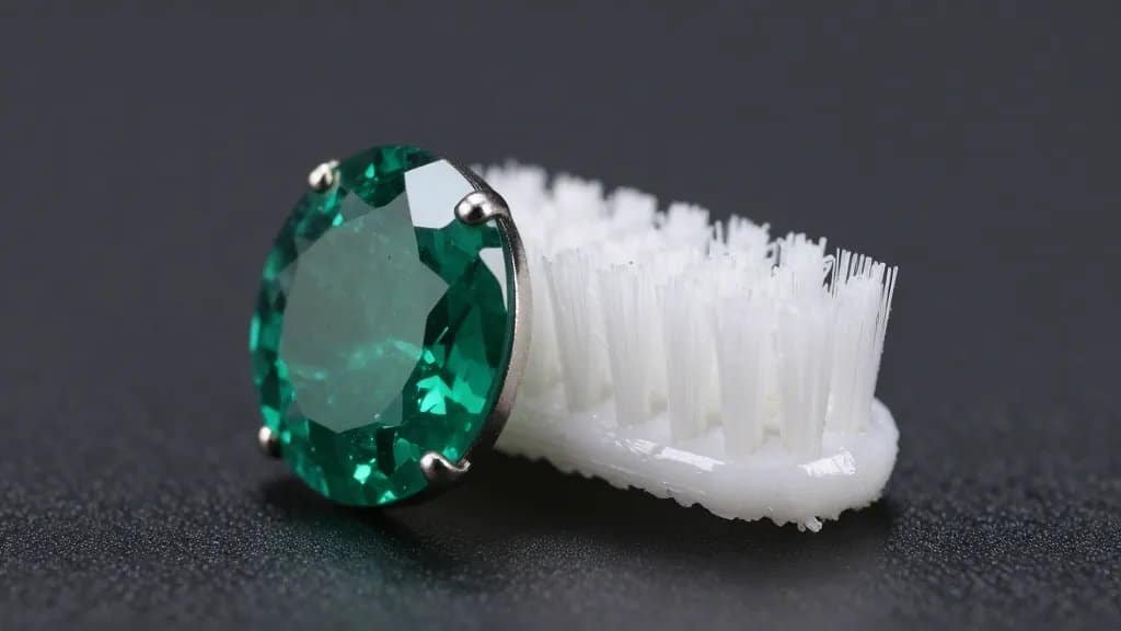macro emerald stud brushed with soft baby toothbrush