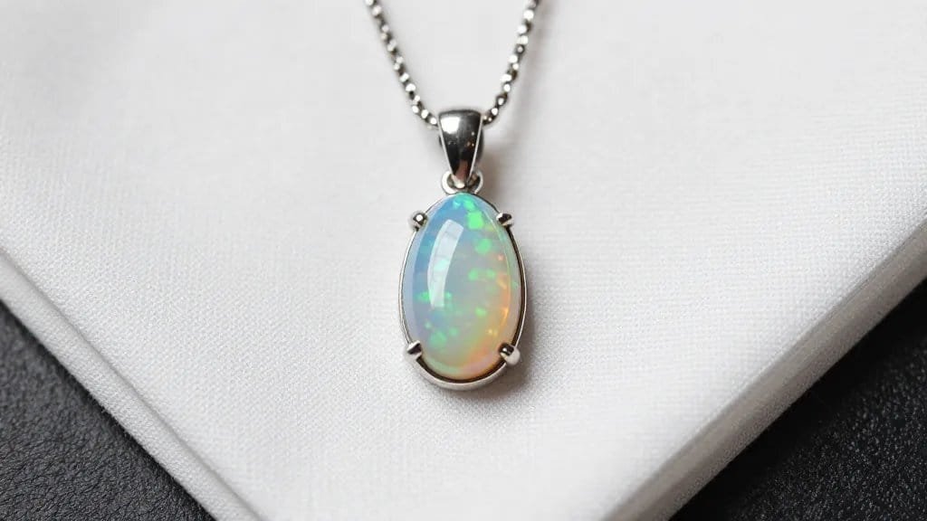 single opal pendant on microfiber cloth, gentle wipe