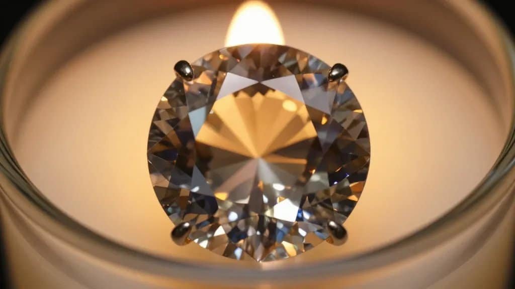 Alexandrite solitaire under warm candlelight, macro closeup