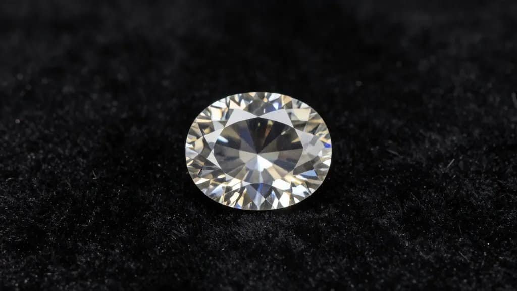 single rough moissanite crystal on black velvet backdrop