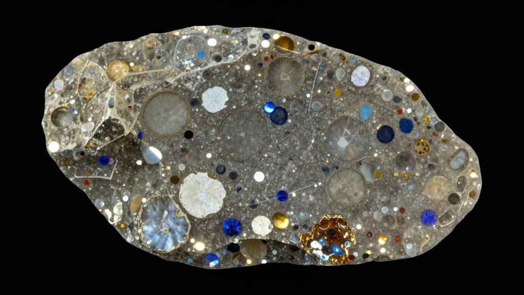 Thin-section microphotograph of Hadean zircon, cross-polarized light