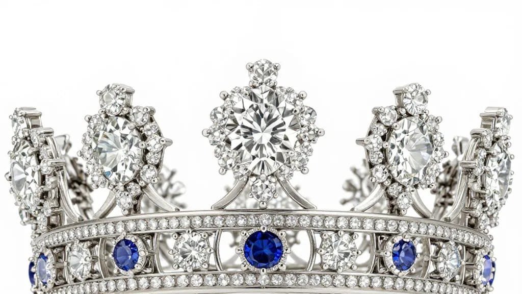 Closeup of the Koh-i-Noor diamond in Victorian crown setting
