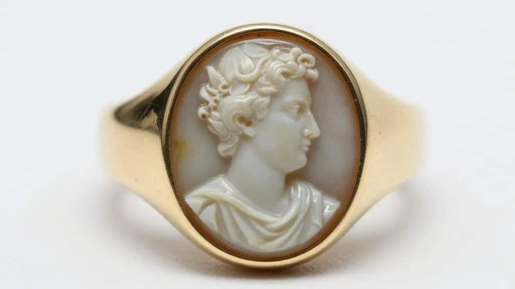 macro shot of Roman carnelian intaglio signet ring
