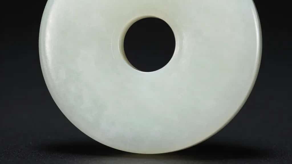 studio closeup of polished Chinese jade bi disc