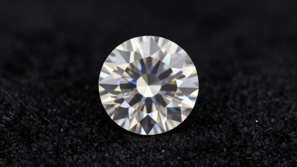 closeup of round brilliant diamond on black velvet
