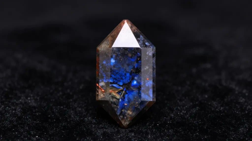 Single vivid copper-bearing Paraíba tourmaline on black velvet