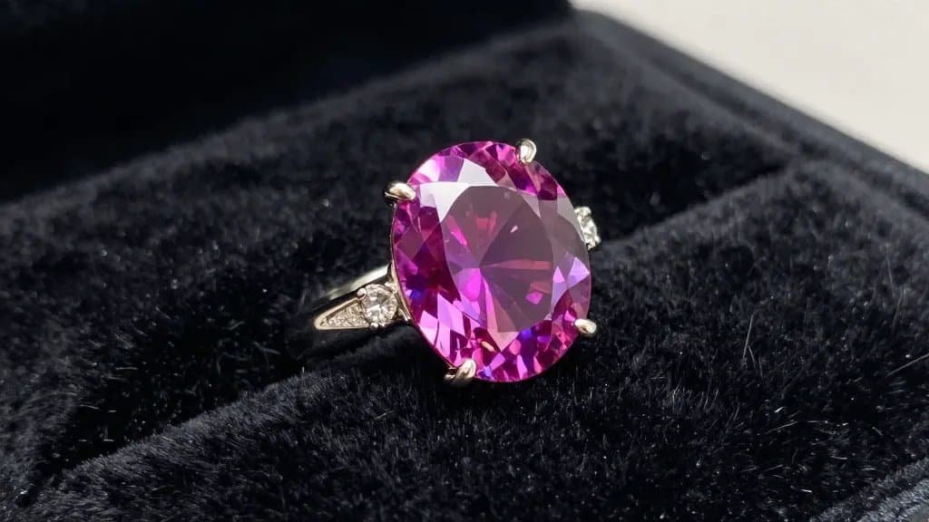 closeup ruby solitaire ring on black velvet