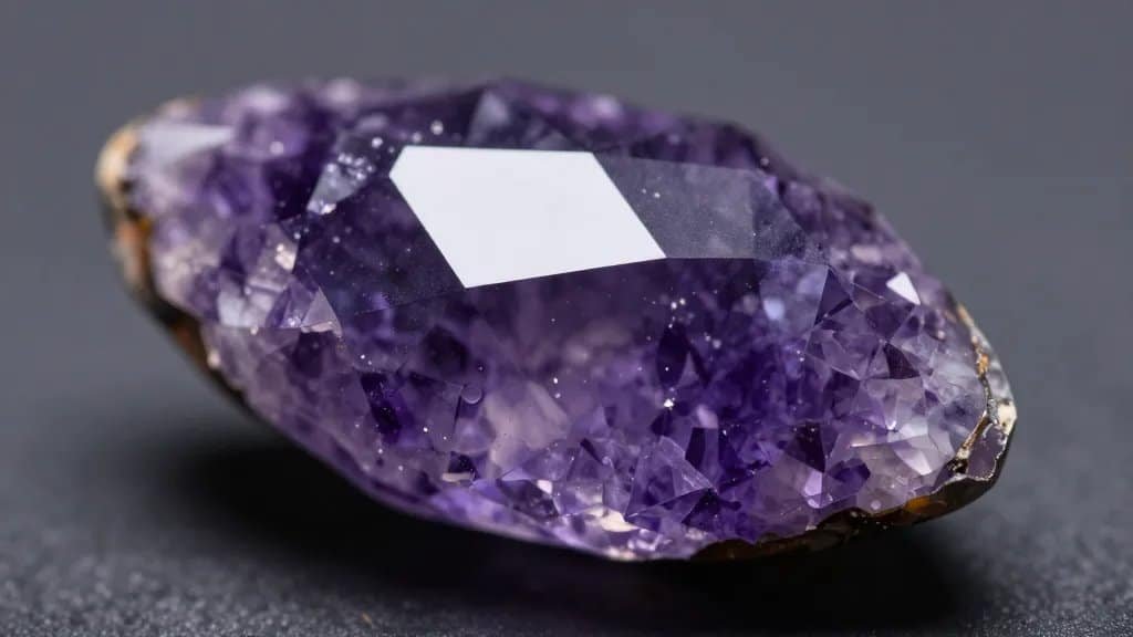 Macro shot of one amethyst geode point with sharp facets