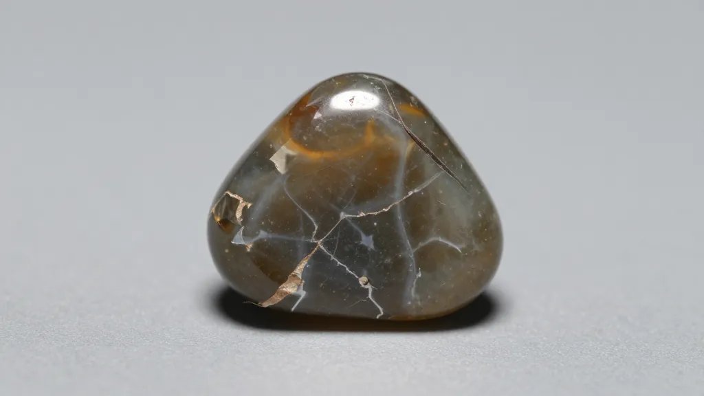 single benitoite gemstone macro on neutral gray background