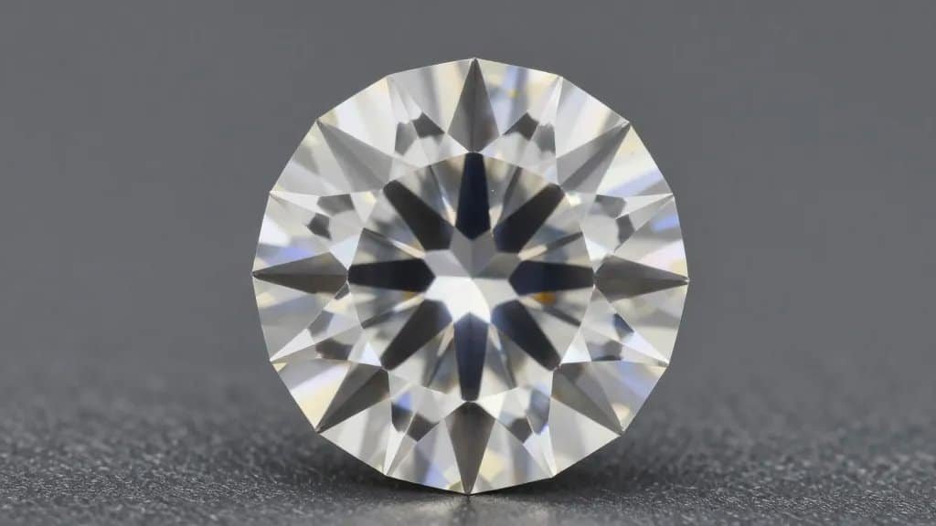 closeup of a single round brilliant diamond under studio lighting