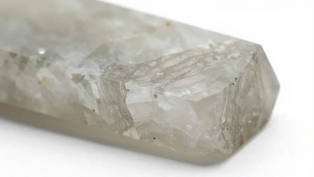 macro shot of quartz bookend edge showing crystal striations