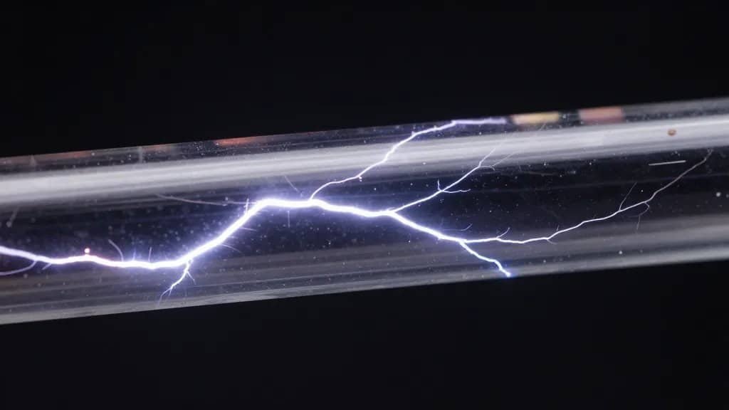 Extreme closeup of fulgurite glass tube from lightning strike
