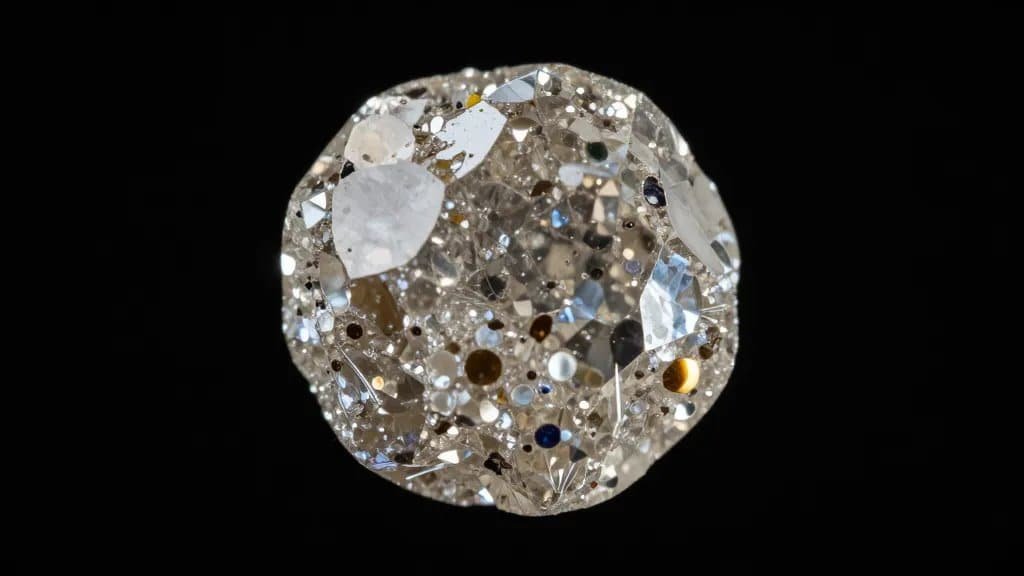 Space-borne peridot crystal inclusion, microscope macro shot