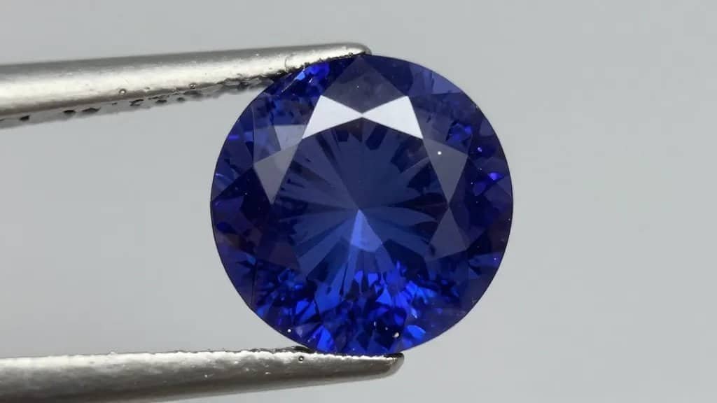 Closeup star sapphire cabochon showing six-ray asterism