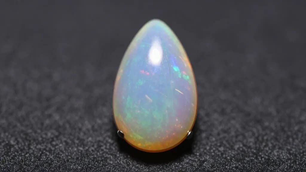 Single teardrop opal with vivid play-of-color