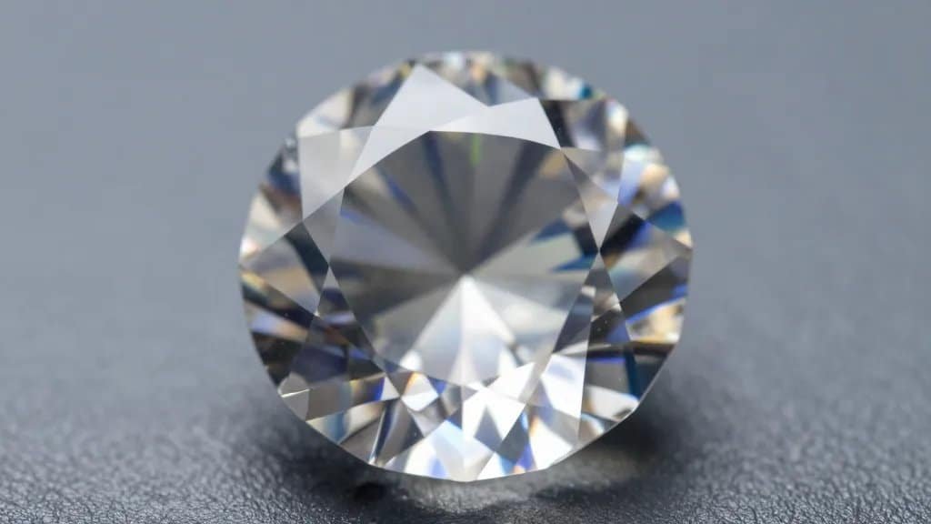 Macro shot of faceted diamond under cool studio light