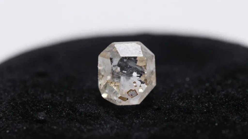 Macro of single zircon crystal on black velvet