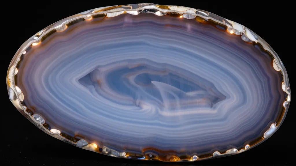 macro of agate cathedral banding with translucent edges