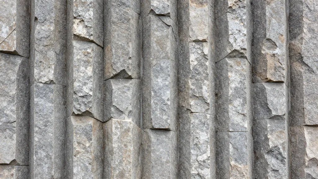 closeup basalt column face with hexagonal joints