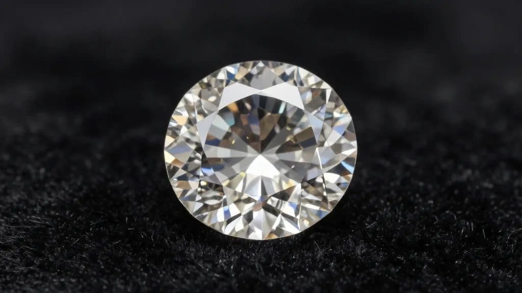 closeup Hope Diamond replica on black velvet, museum lighting